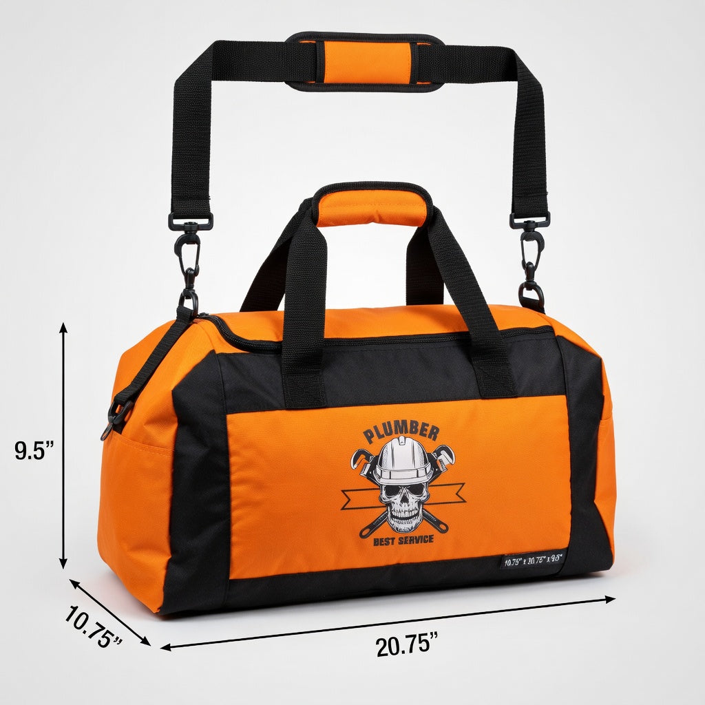 Plumber Skull Tool Duffel Bag — Heavy-Duty Work Gym Bag for Tradesmen