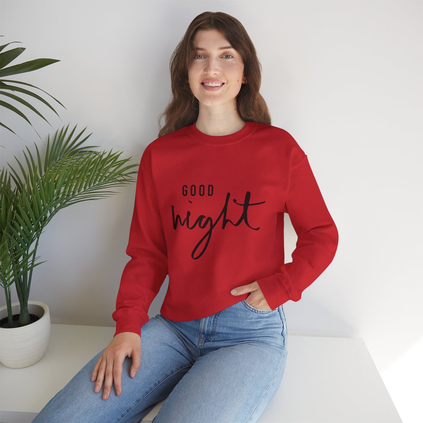 Good Night Crewneck Sweatshirt — Cozy Script Sleepwear Pullover