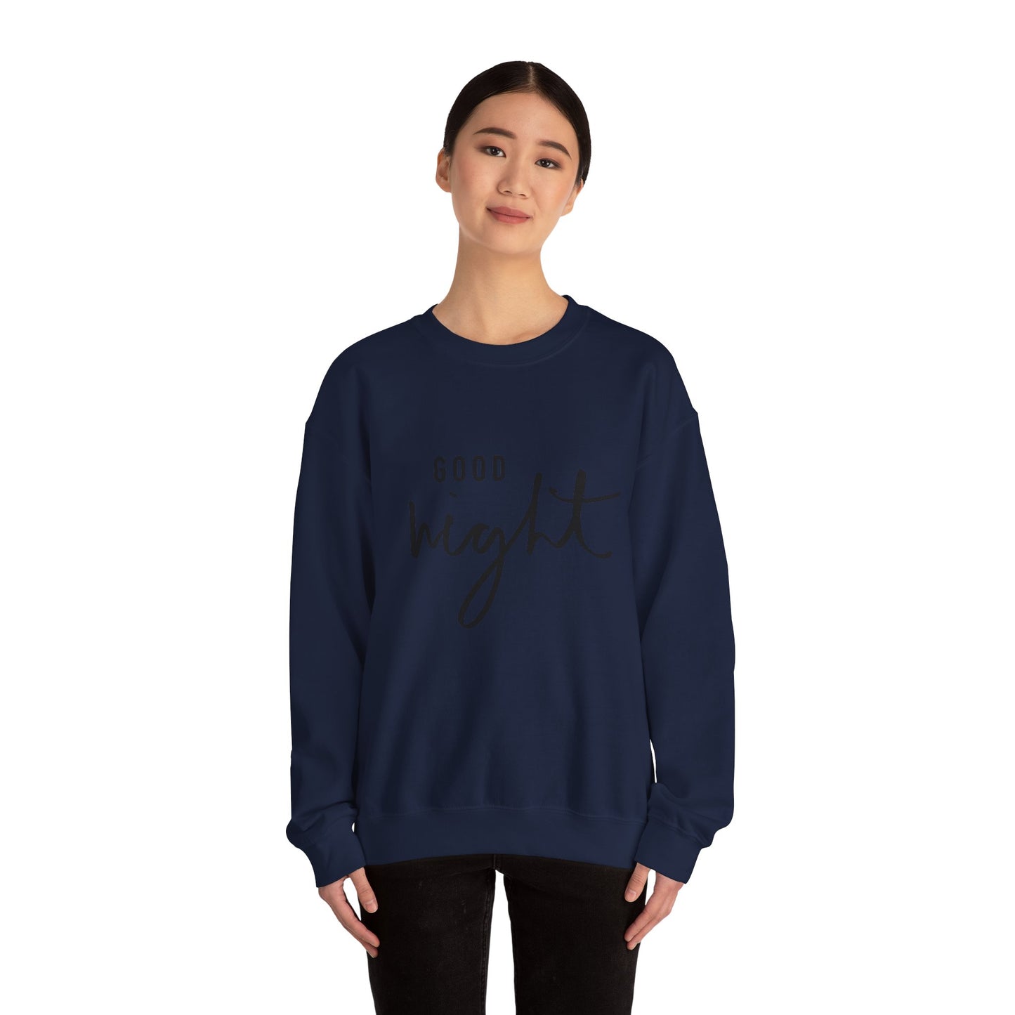 Good Night Crewneck Sweatshirt — Cozy Script Sleepwear Pullover
