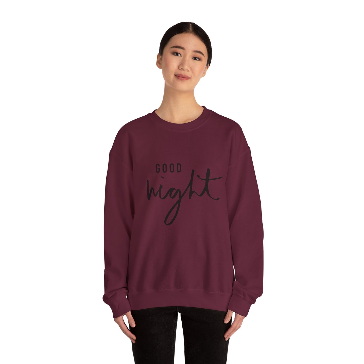 Good Night Crewneck Sweatshirt — Cozy Script Sleepwear Pullover