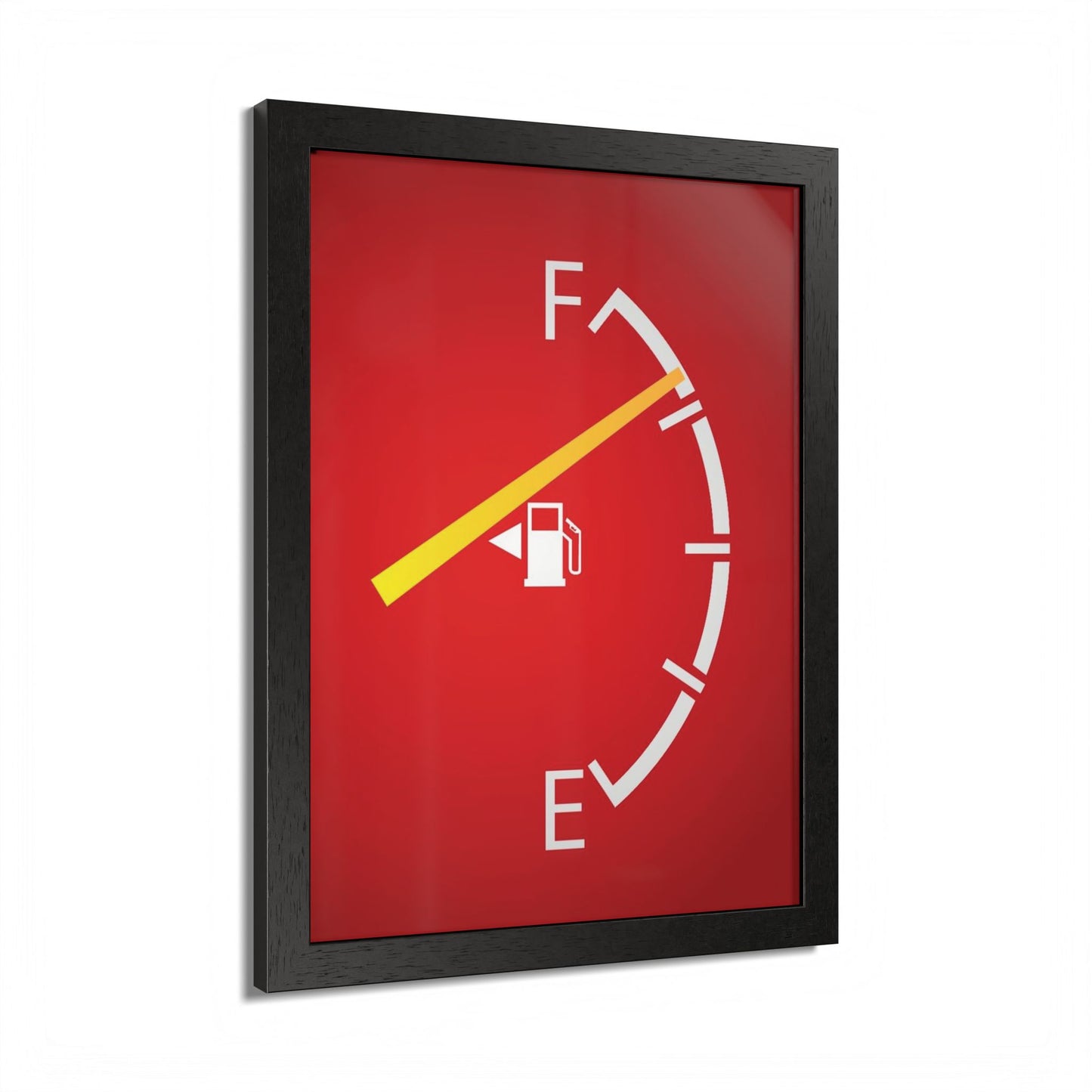 Fuel Gauge Poster — Minimalist Red Gas Tank Wall Art (Framed)