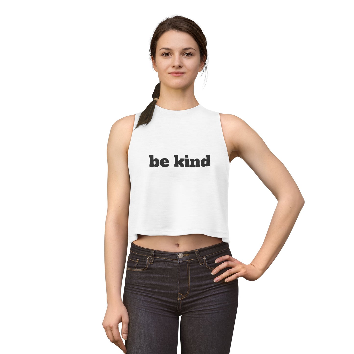 Be Kind Crop Top — Women’s Minimalist Graphic Tank