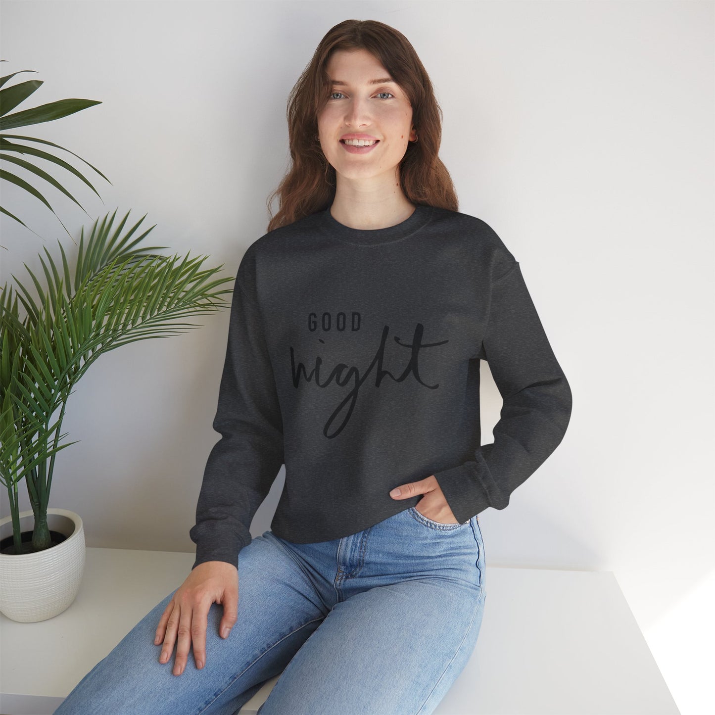 Good Night Crewneck Sweatshirt — Cozy Script Sleepwear Pullover
