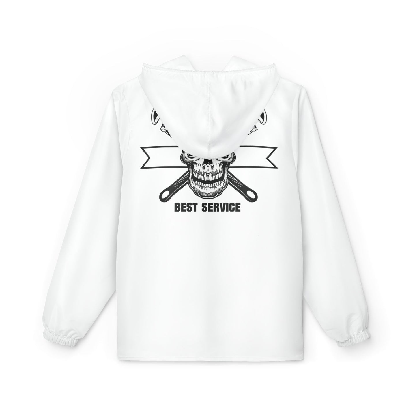 Skull & Wrenches Windbreaker Jacket – "Best Service" Graphic Hooded Windbreaker
