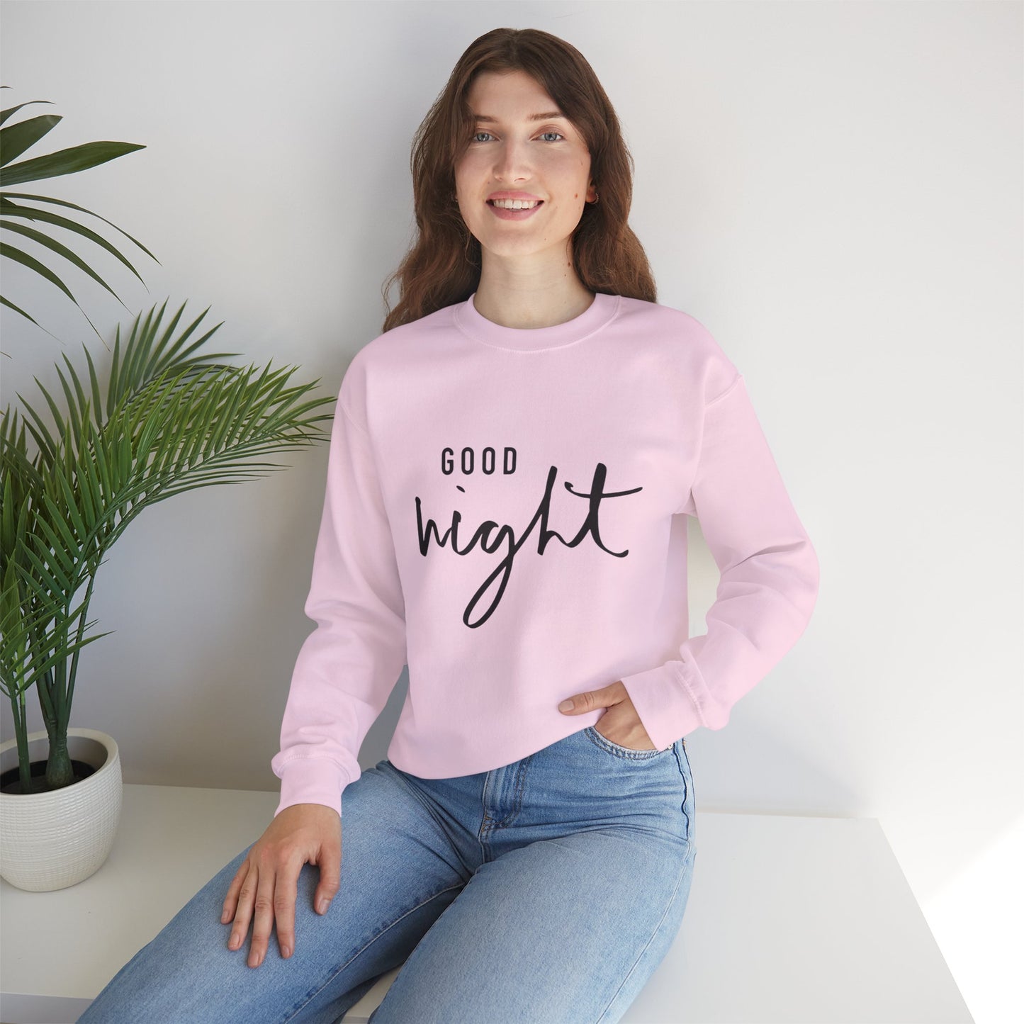 Good Night Crewneck Sweatshirt — Cozy Script Sleepwear Pullover