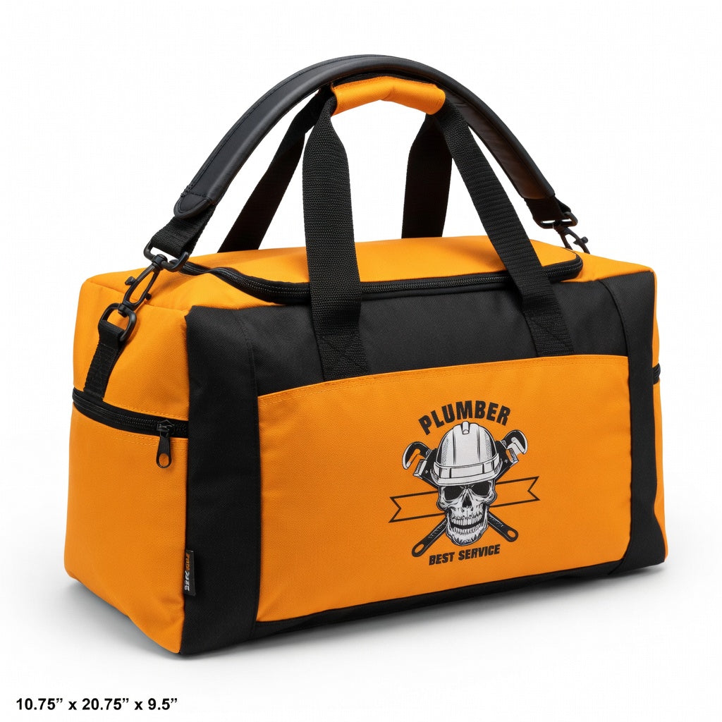 Plumber Skull Tool Duffel Bag — Heavy-Duty Work Gym Bag for Tradesmen