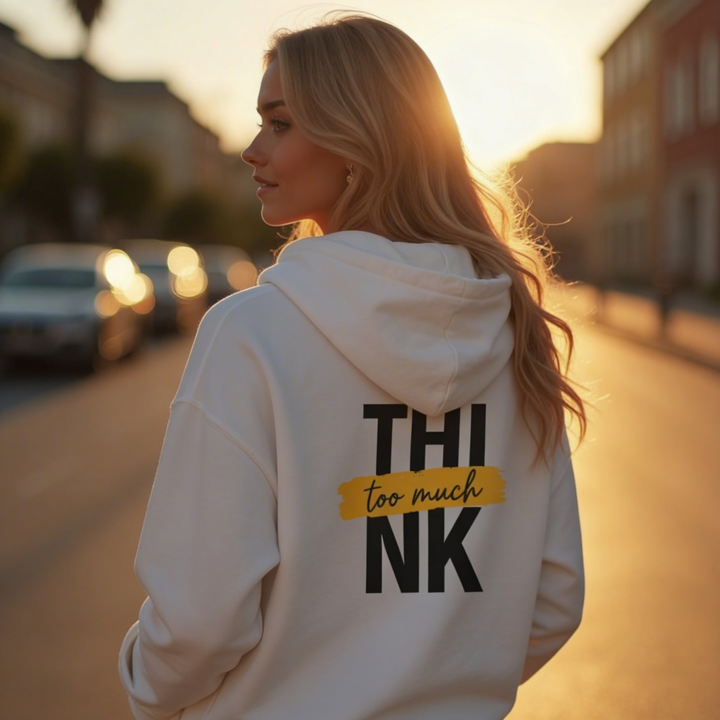 Think Too Much Hoodie — Funny Overthinker Graphic Hoodie