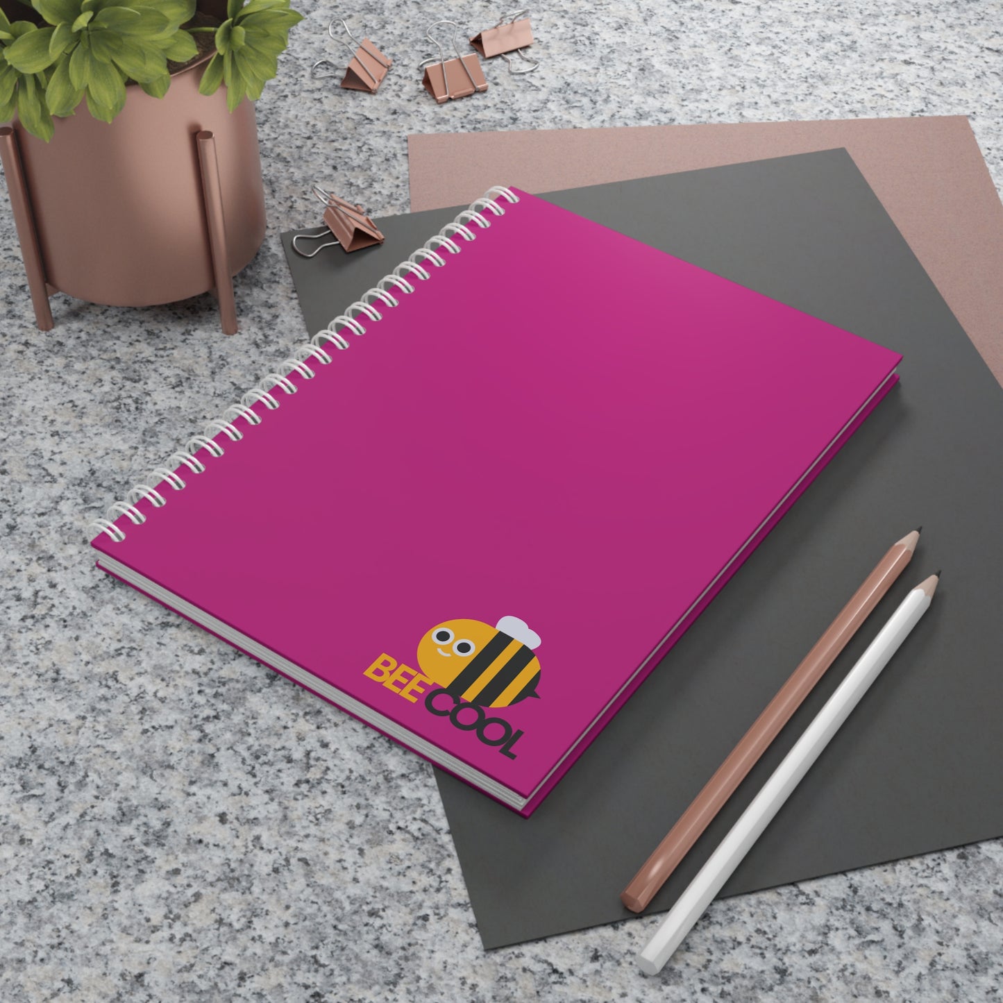 Bee Cool Spiral Notebook — Cute Pink Bee Journal for School, Work & Gifts