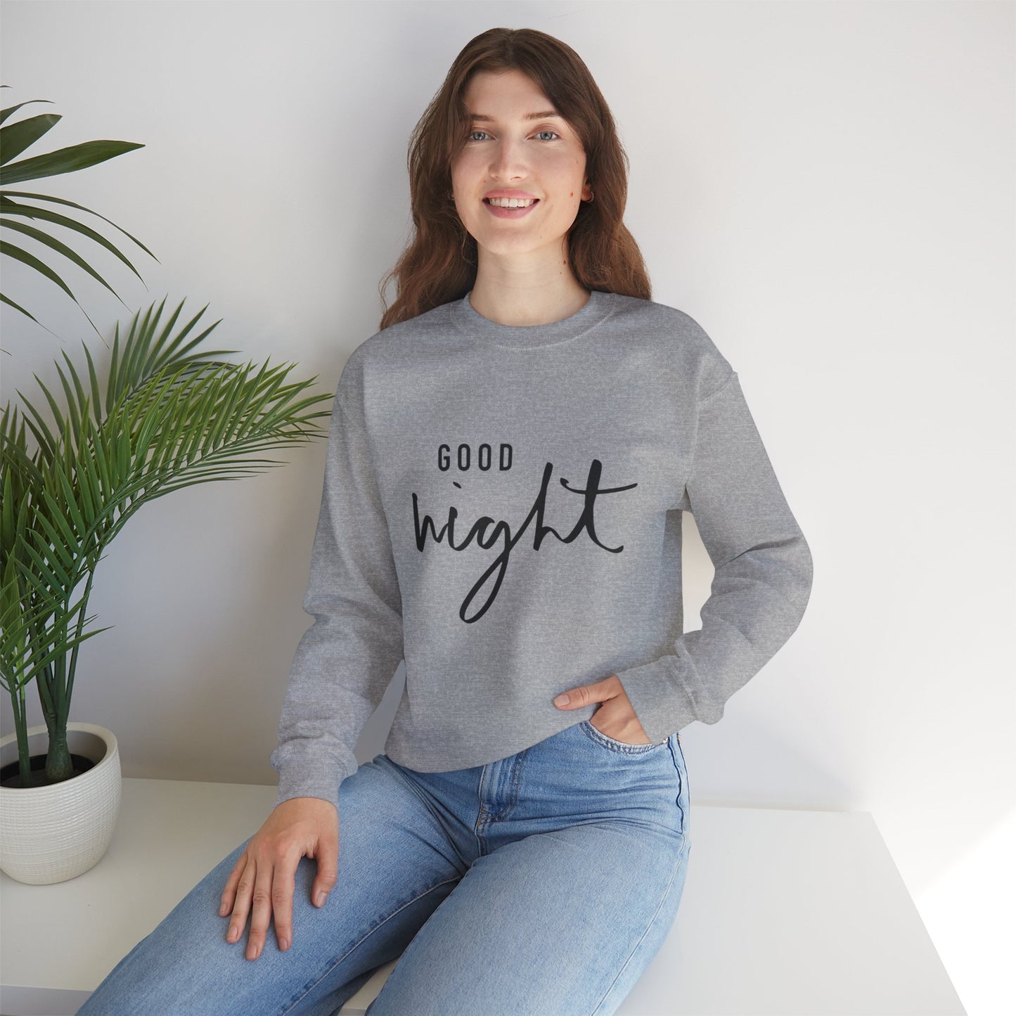 Good Night Crewneck Sweatshirt — Cozy Script Sleepwear Pullover