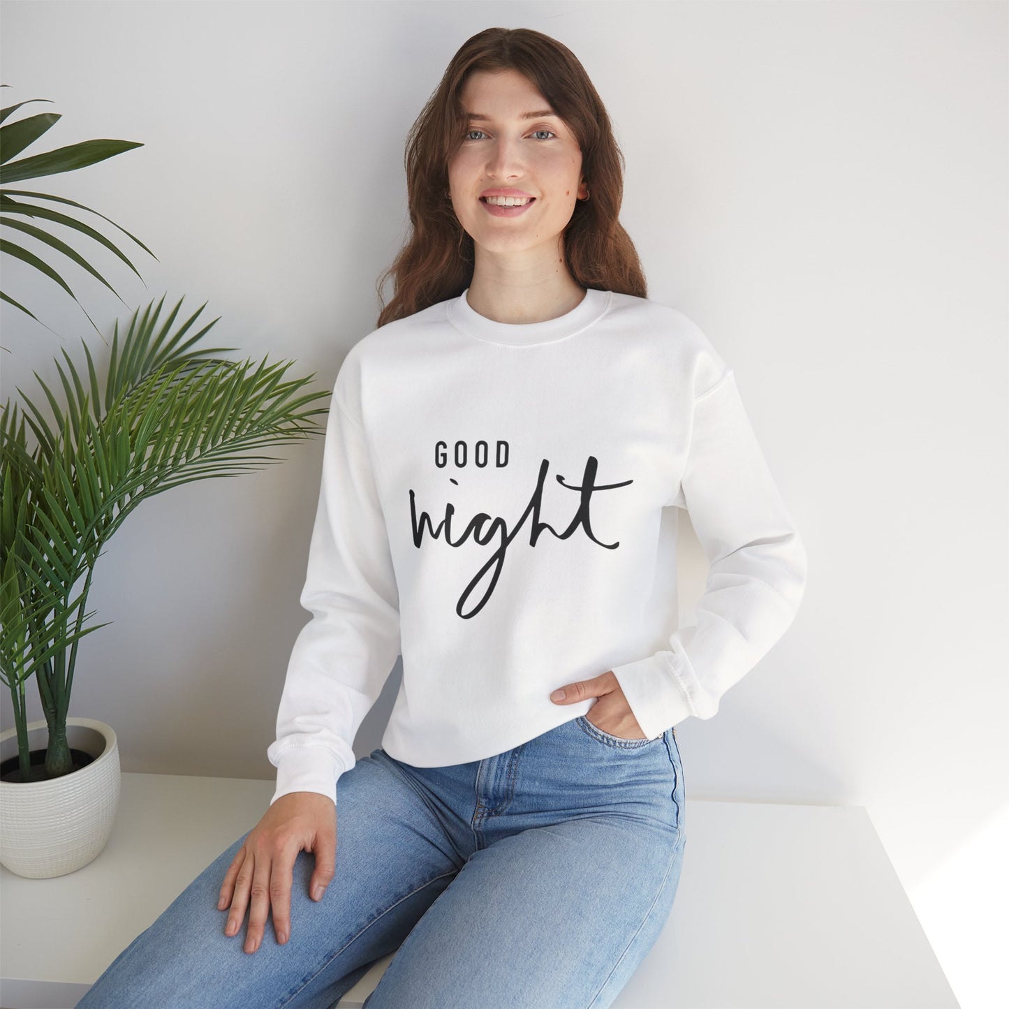 Good Night Crewneck Sweatshirt — Cozy Script Sleepwear Pullover